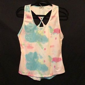 CoolRun NWT TieDye Tank. Cute Back Detail. Teal, Pinks, Greens, & White.
